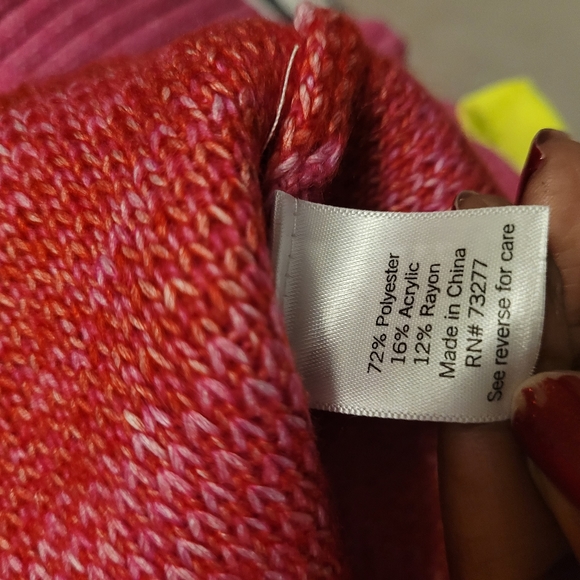 Nine West pink and red pullover sweater. Size XXL. - Picture 4 of 10